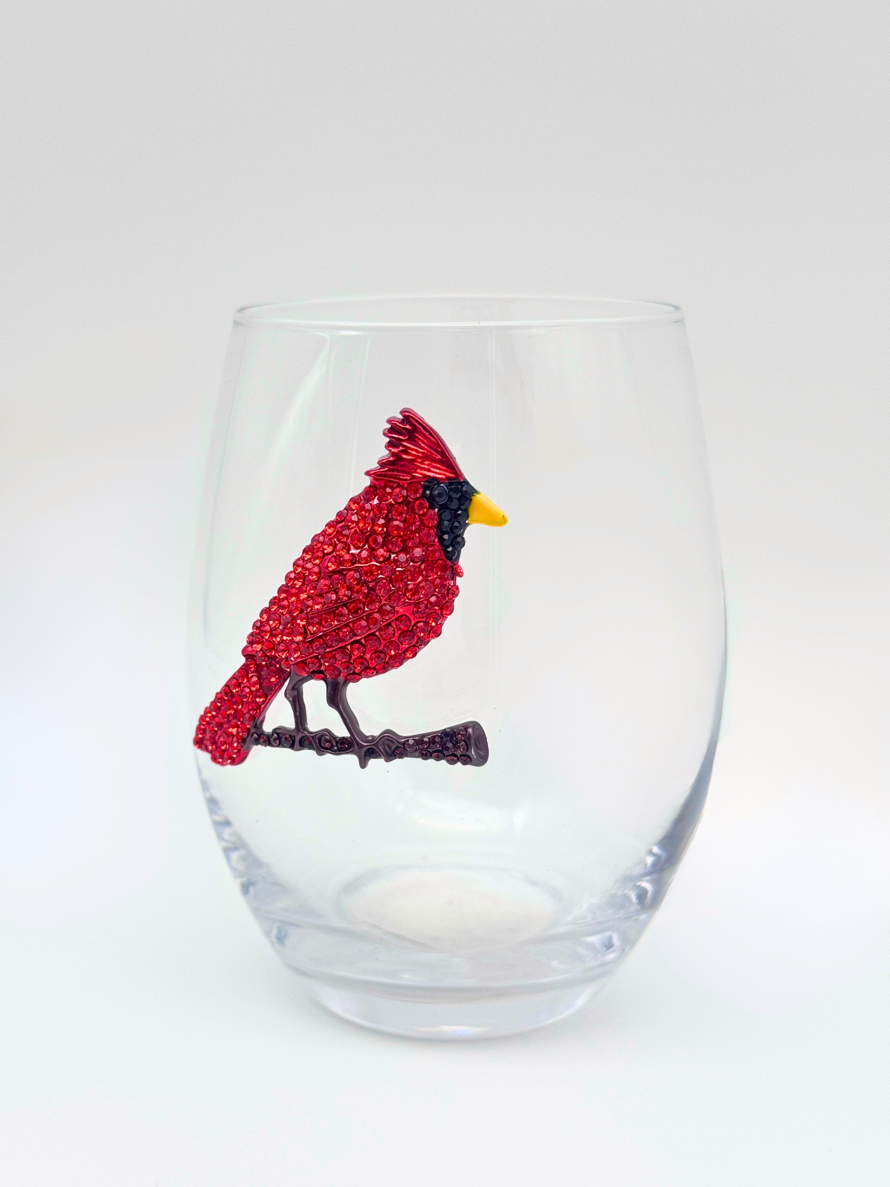 Cardinal Jeweled Stemless Wine Glass