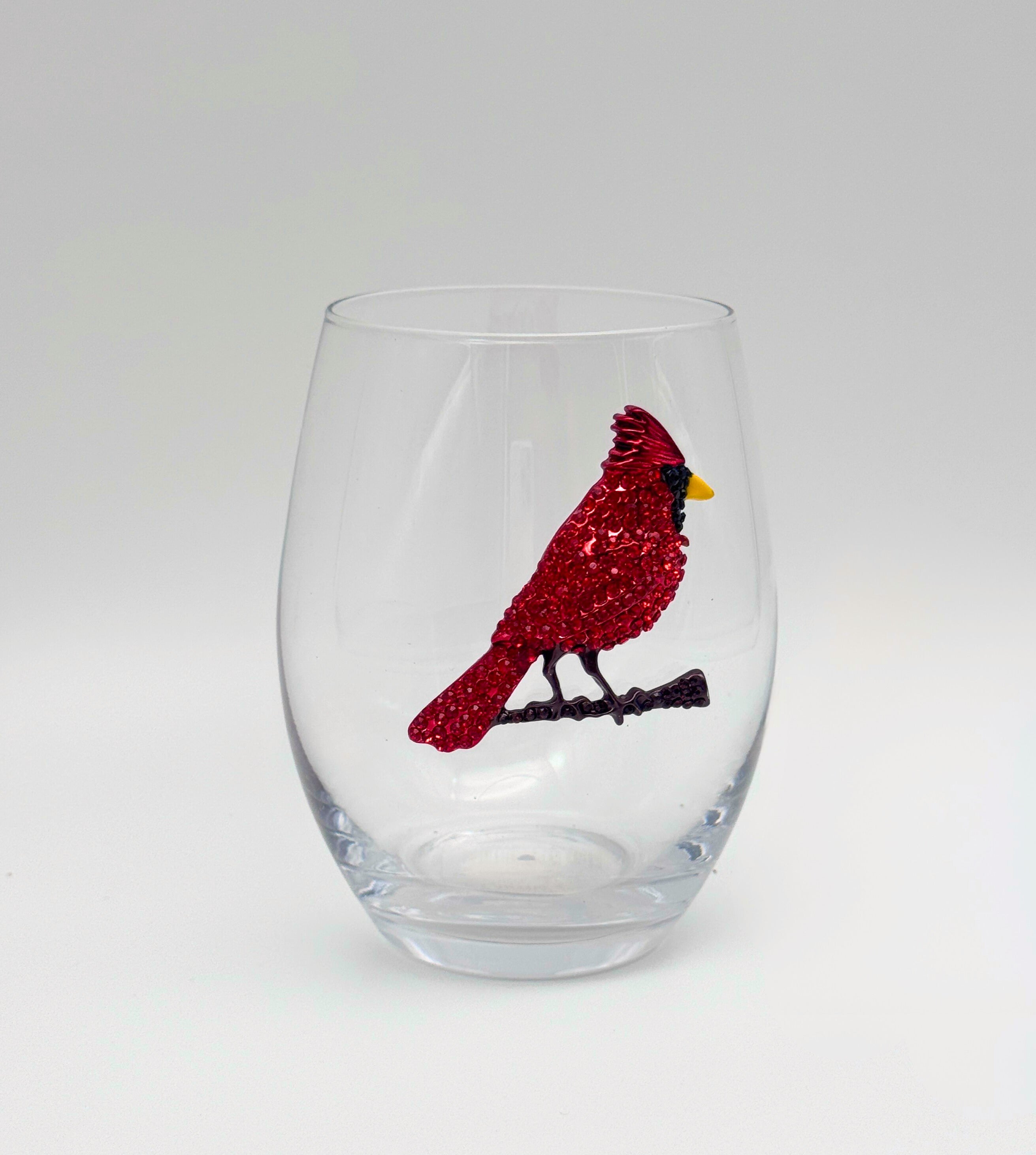 Cardinal Jeweled Stemless Wine Glass