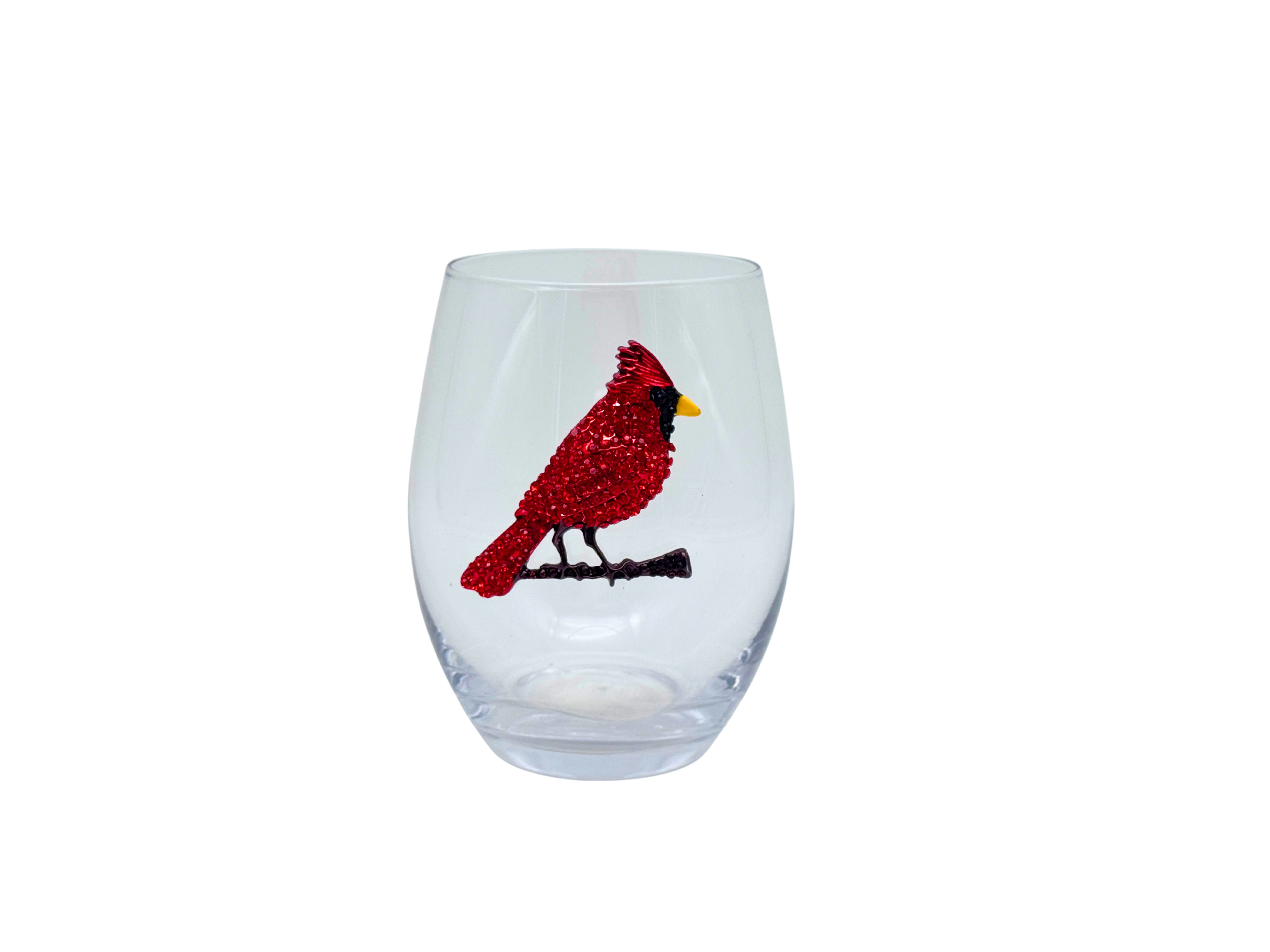 Cardinal Jeweled Stemless Wine Glass