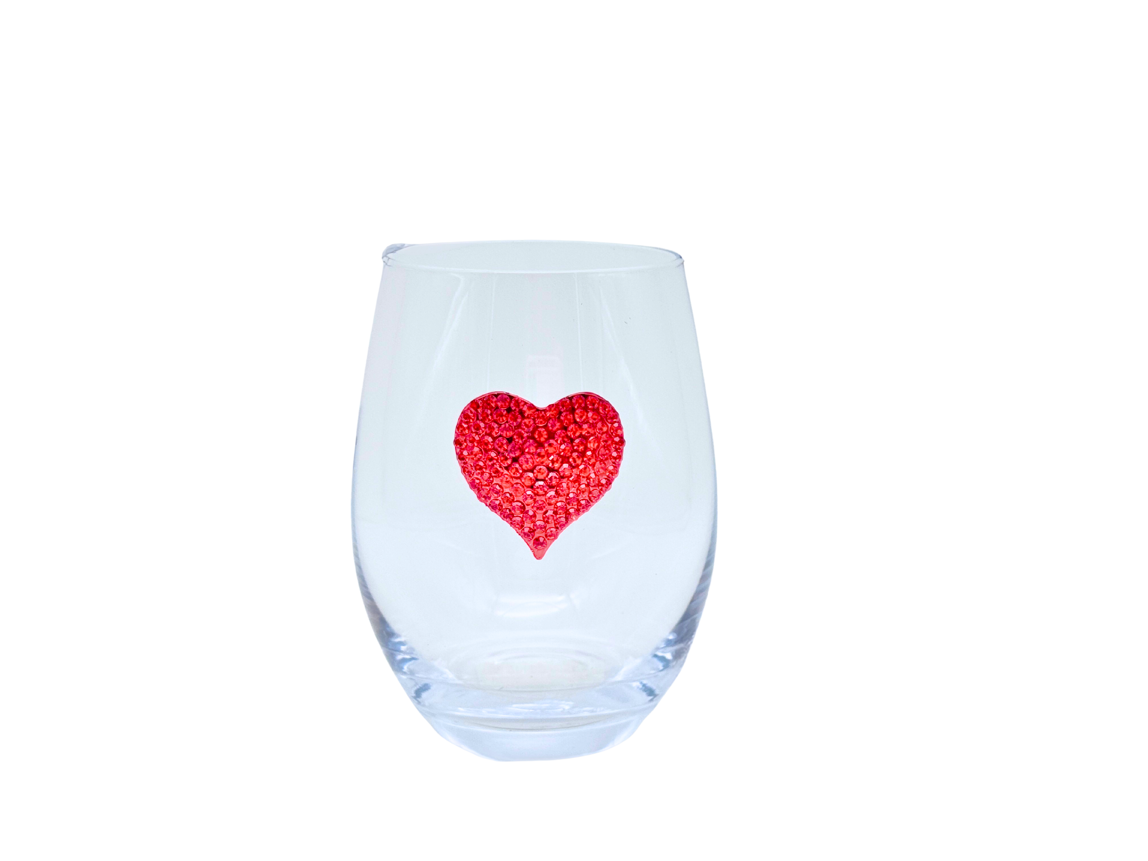Red Heart Stemless Glass