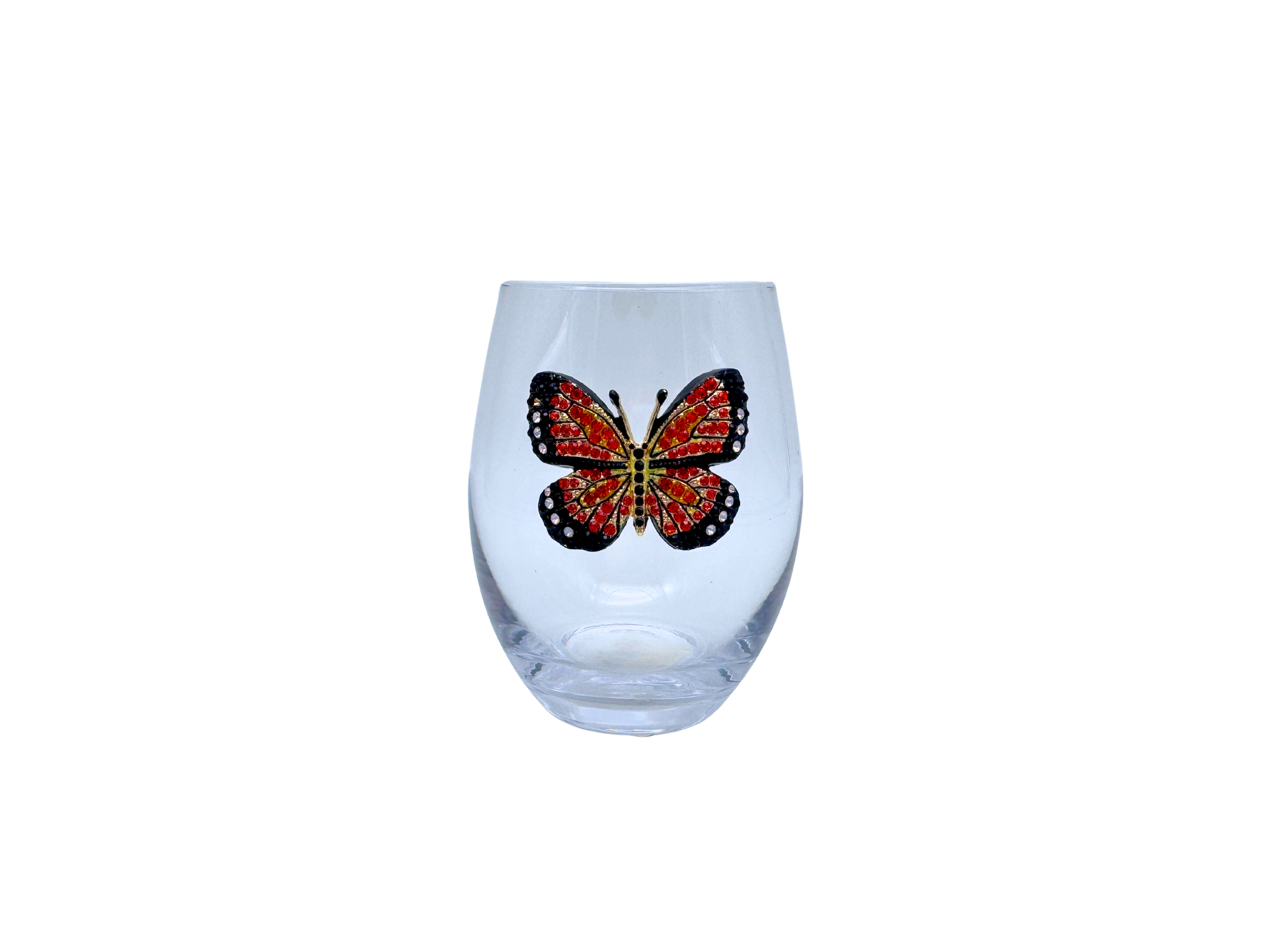 Monarch Butterfly Stemless Glass