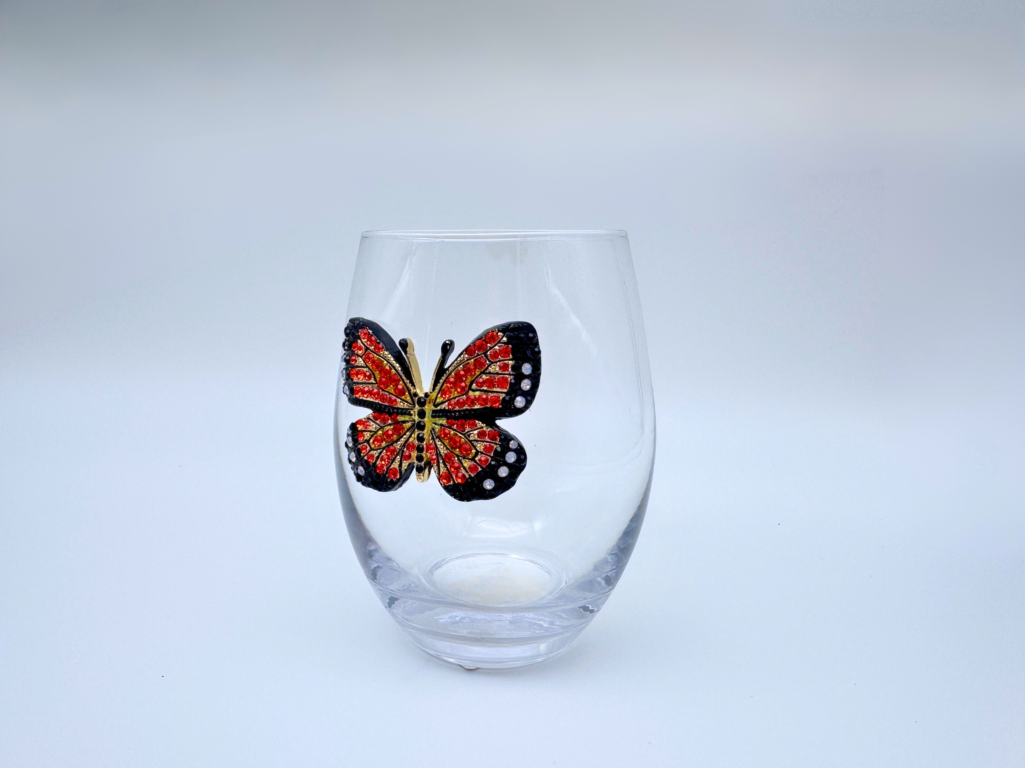 Monarch Butterfly Stemless Glass