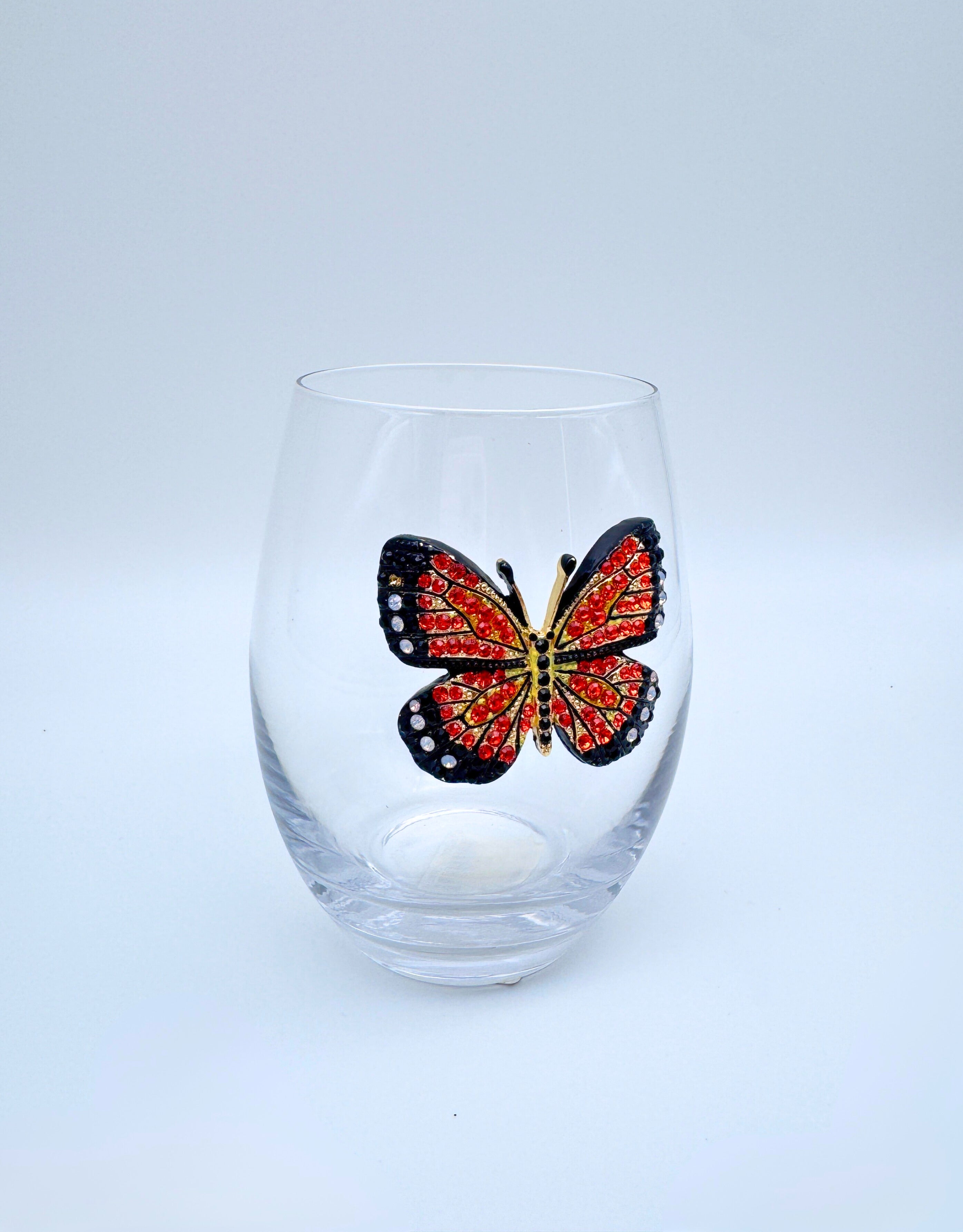 Monarch Butterfly Stemless Glass